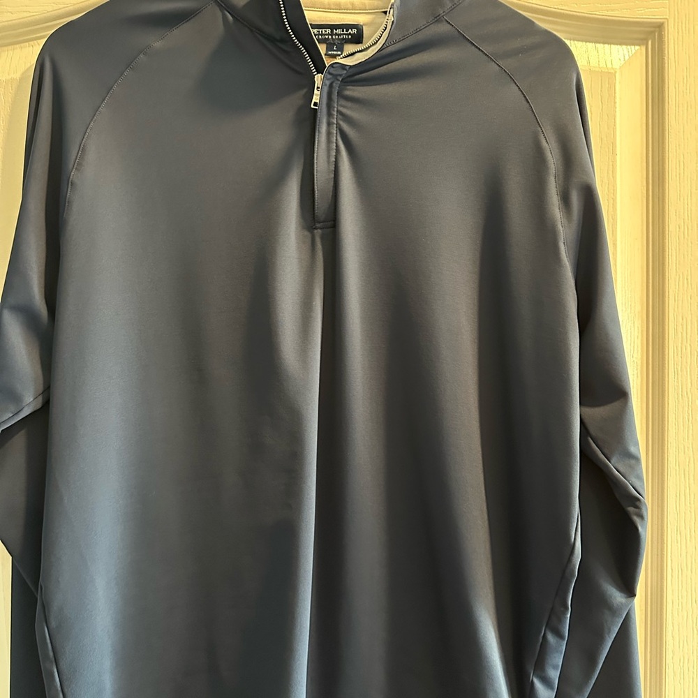Peter Millar Navy Quarter-Zip Jacket
